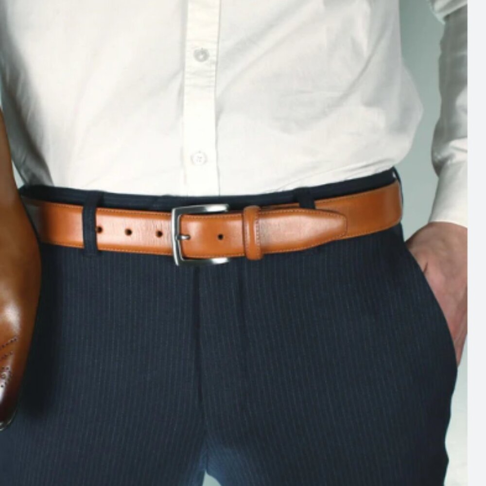 MADE IN SPAIN Magnanni Carbon Leather Belt - 1121 - Cognac Brown - Size 44